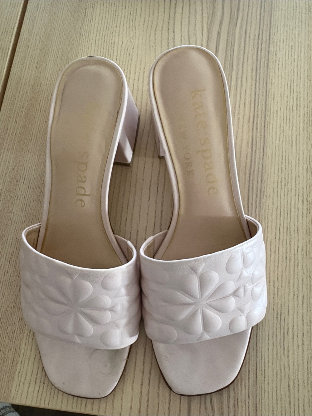 kate spade Pale Pink Quilted Floral Slide Mules